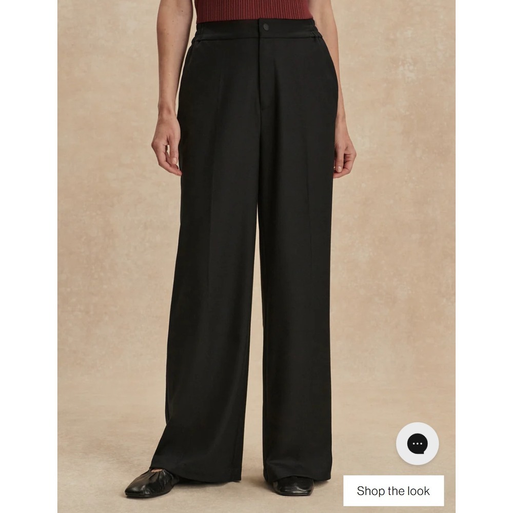 Varley Winnie Wide Leg 32 Peached Twill Black Pants High Risw Women's XL $158